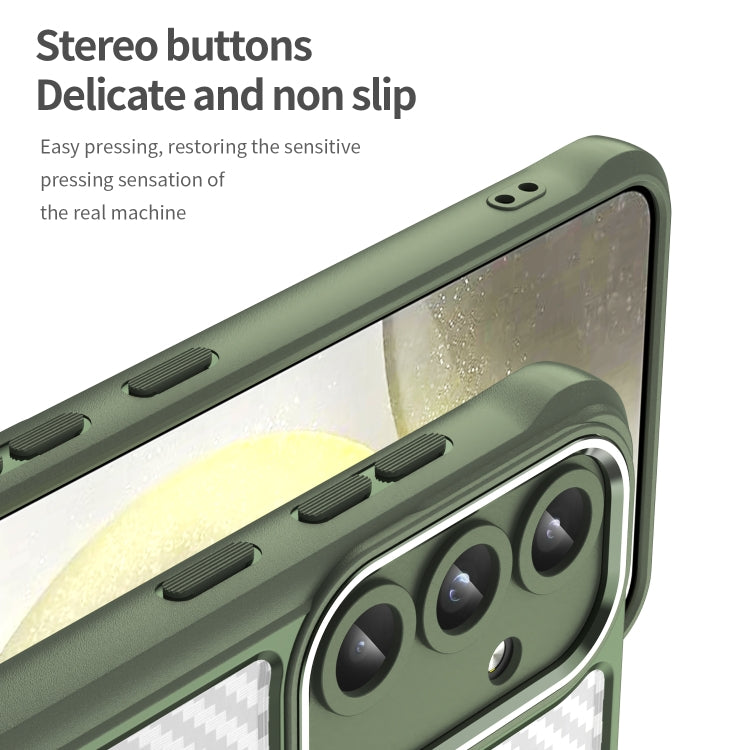 For Samsung Galaxy S25 5G Carbon Fiber Texture MagSafe Translucent Phone Case(Green) by buy2fix
