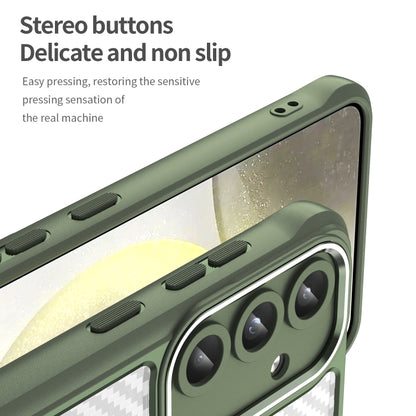 For Samsung Galaxy S25 5G Carbon Fiber Texture MagSafe Translucent Phone Case(Green) by buy2fix