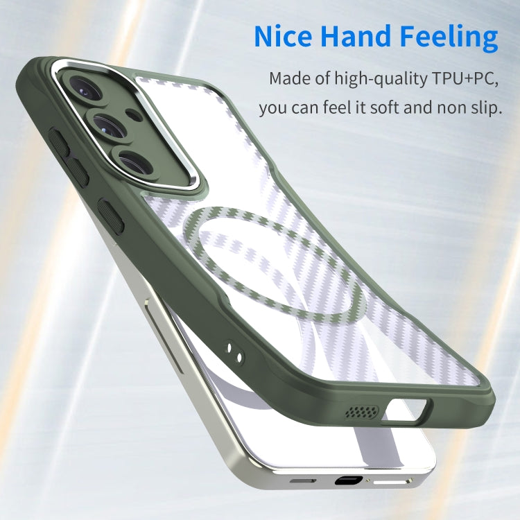 For Samsung Galaxy S25 5G Carbon Fiber Texture MagSafe Translucent Phone Case(Green) by buy2fix