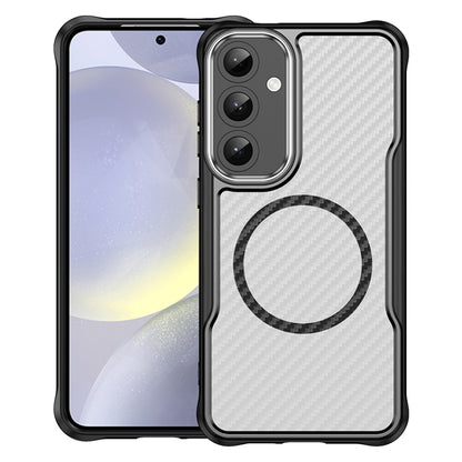 For Samsung Galaxy S25+ 5G Carbon Fiber Texture MagSafe Translucent Phone Case(Black) by buy2fix