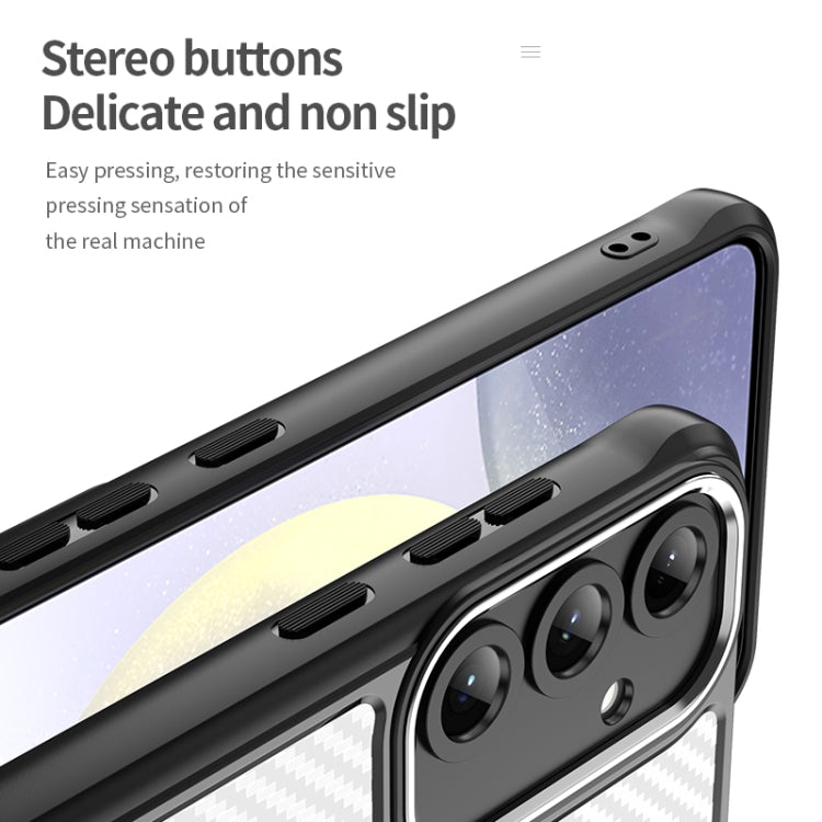 For Samsung Galaxy S25+ 5G Carbon Fiber Texture MagSafe Translucent Phone Case(Black) by buy2fix