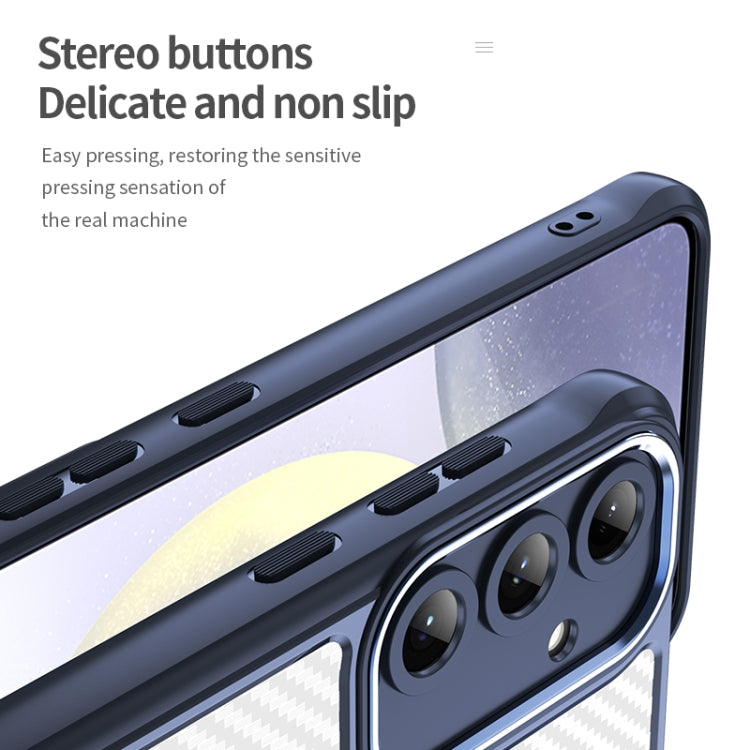 For Samsung Galaxy S25+ 5G Carbon Fiber Texture MagSafe Translucent Phone Case(Blue) by buy2fix