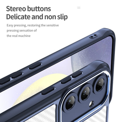 For Samsung Galaxy S25+ 5G Carbon Fiber Texture MagSafe Translucent Phone Case(Blue) by buy2fix