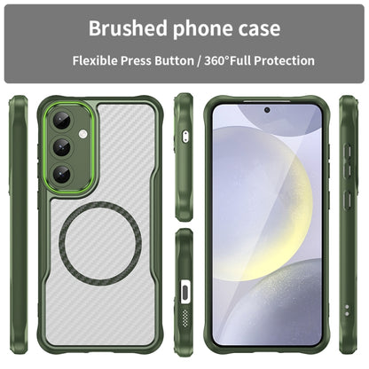 For Samsung Galaxy S25+ 5G Carbon Fiber Texture MagSafe Translucent Phone Case(Green) by buy2fix