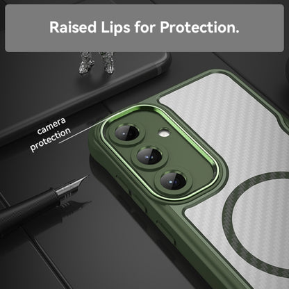 For Samsung Galaxy S25+ 5G Carbon Fiber Texture MagSafe Translucent Phone Case(Green) by buy2fix