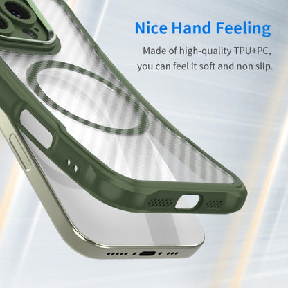 For Samsung Galaxy S25+ 5G Carbon Fiber Texture MagSafe Translucent Phone Case(Green) by buy2fix