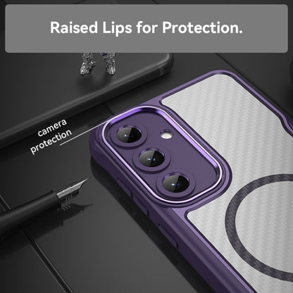 For Samsung Galaxy S25+ 5G Carbon Fiber Texture MagSafe Translucent Phone Case(Purple) by buy2fix