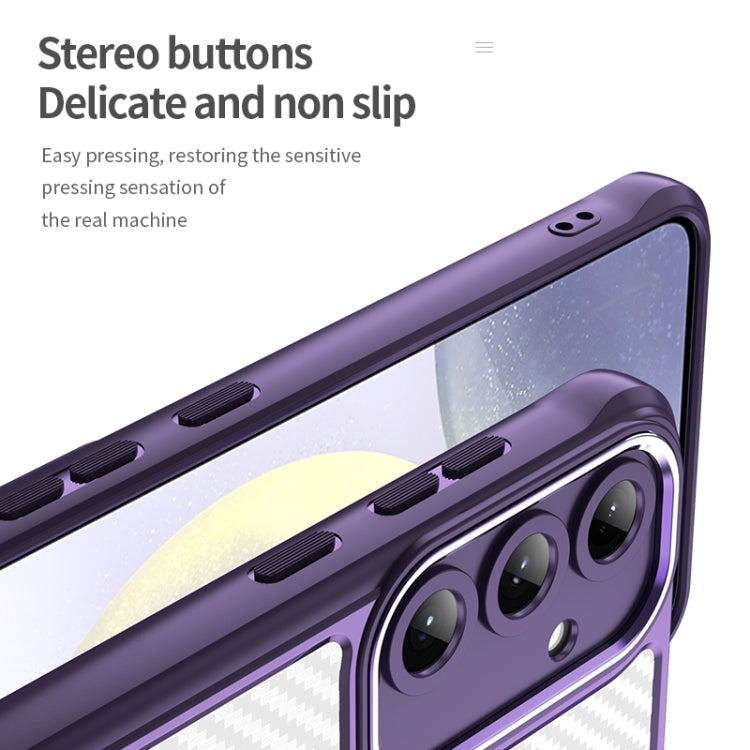 For Samsung Galaxy S25+ 5G Carbon Fiber Texture MagSafe Translucent Phone Case(Purple) by buy2fix