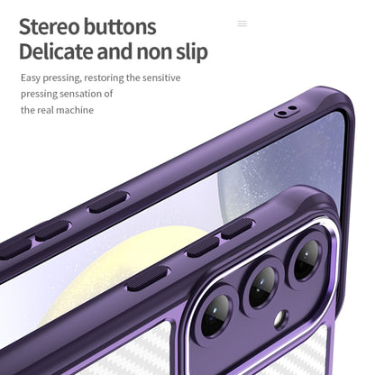 For Samsung Galaxy S25+ 5G Carbon Fiber Texture MagSafe Translucent Phone Case(Purple) by buy2fix