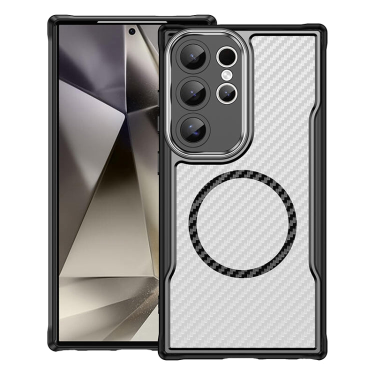 For Samsung Galaxy S25 Ultra 5G Carbon Fiber Texture MagSafe Translucent Phone Case(Black) by buy2fix