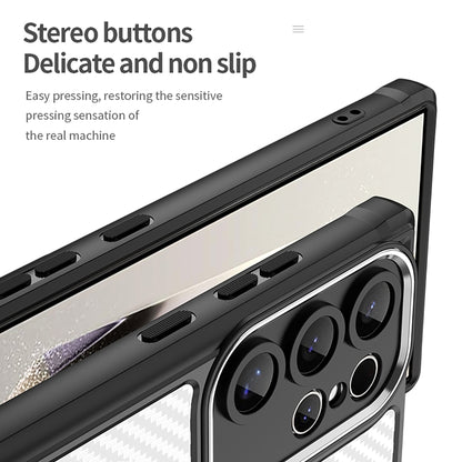 For Samsung Galaxy S25 Ultra 5G Carbon Fiber Texture MagSafe Translucent Phone Case(Black) by buy2fix