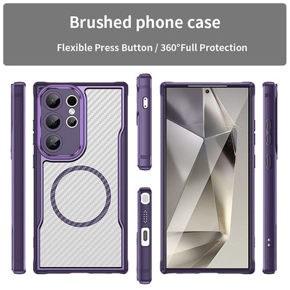 For Samsung Galaxy S25 Ultra 5G Carbon Fiber Texture MagSafe Translucent Phone Case(Purple) by buy2fix