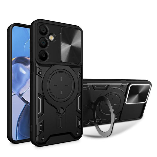 For Samsung Galaxy A16 5G CD Texture Sliding Camshield Magnetic Holder Phone Case(Black)