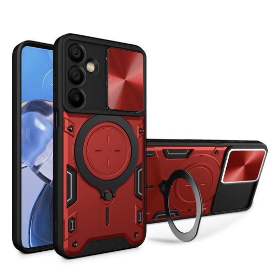 For Samsung Galaxy A16 5G CD Texture Sliding Camshield Magnetic Holder Phone Case(Red)
