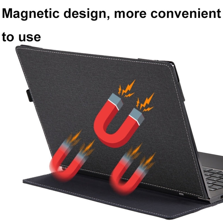 For MicroSoft Surface Laptop 13.5 inch Leather Laptop Shockproof Protective Case with Stand(Black) by buy2fix