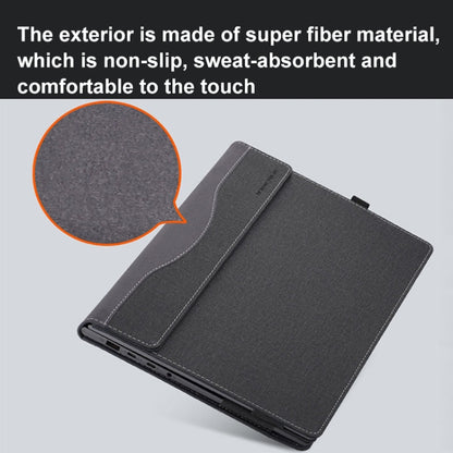 For MicroSoft Surface Laptop 13.5 inch Leather Laptop Shockproof Protective Case with Stand(Black) by buy2fix