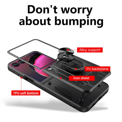 For Motorola Razr 50 Magnetic Holder TPU+PC Phone Case(Black) by buy2fix