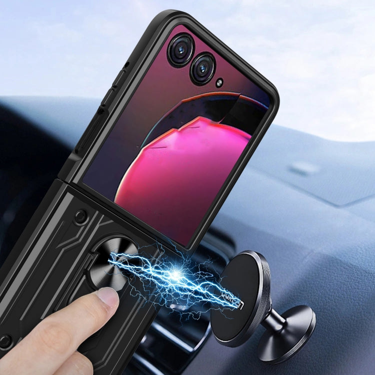 For Motorola Razr 50 Magnetic Holder TPU+PC Phone Case(Black) by buy2fix