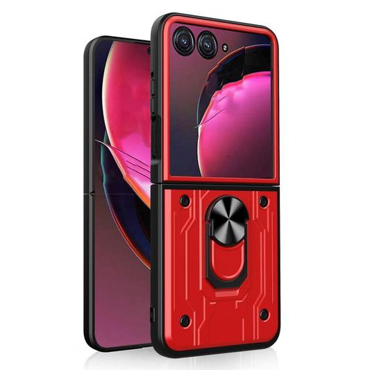 For Motorola Razr 50 Magnetic Holder TPU+PC Phone Case(Red) by buy2fix