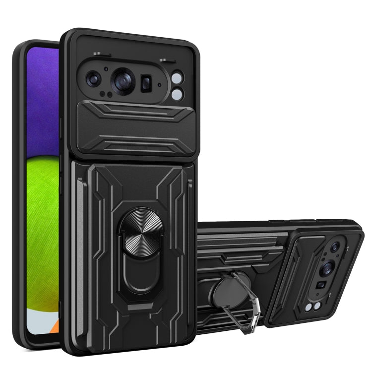 For Google Pixel 9 Pro XL Sliding Camshield TPU+PC Phone Case with Card Slot(Black) by buy2fix