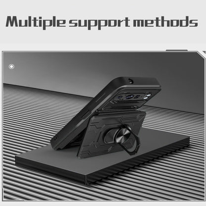 For Google Pixel 9 Pro XL Sliding Camshield TPU+PC Phone Case with Card Slot(Grey) by buy2fix