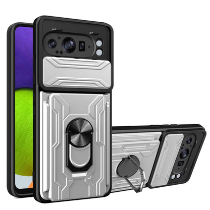 For Google Pixel 9 Pro XL Sliding Camshield TPU+PC Phone Case with Card Slot(White) by buy2fix