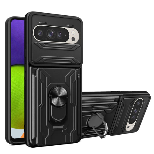 For Google Pixel 9 / 9 Pro Sliding Camshield TPU+PC Phone Case with Card Slot(Black) by buy2fix