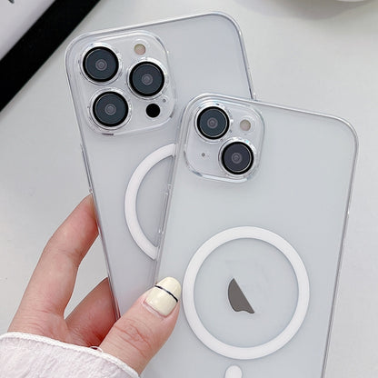 For iPhone 13 Clear PC MagSafe Phone Case with Lens Film(Transparent) by buy2fix