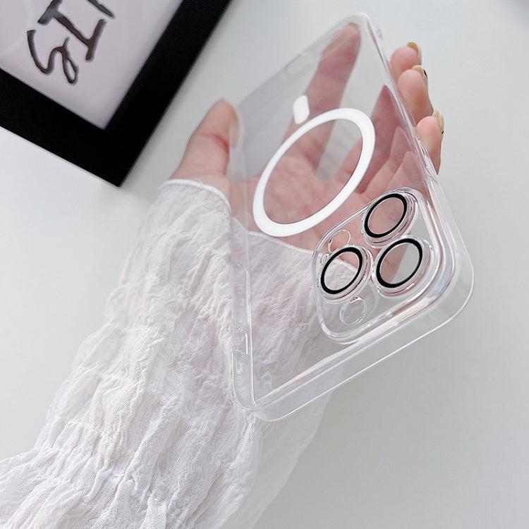 For iPhone 13 Clear PC MagSafe Phone Case with Lens Film(Transparent) by buy2fix