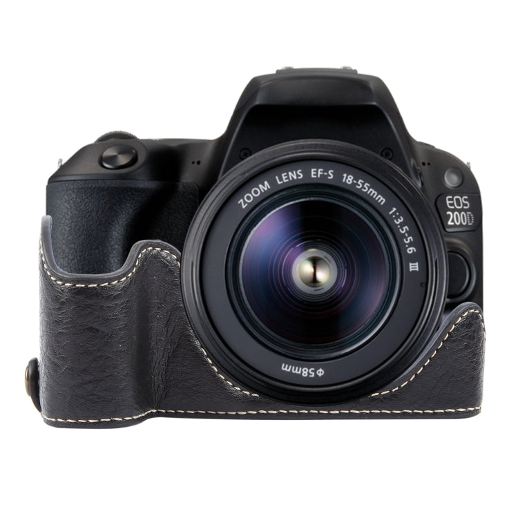 For Canon EOS 200D II / 200D Buffalo Texture PU Leather Camera Half Case Base(Black) - Half Case by buy2fix | Online Shopping UK | buy2fix