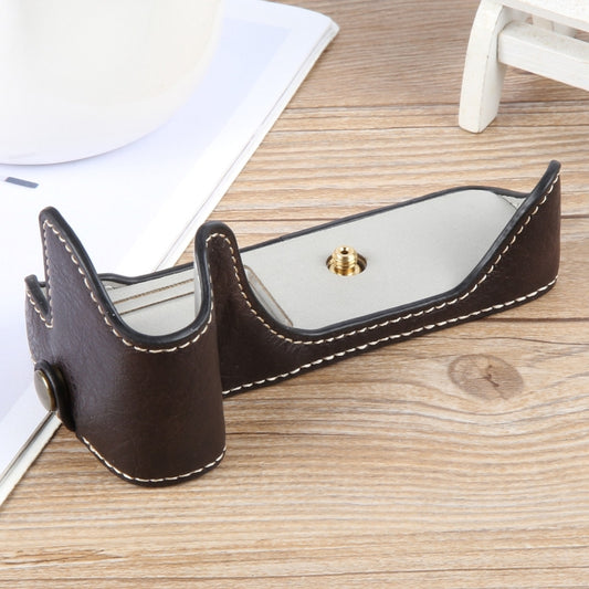 For Canon EOS 200D II / 200D Buffalo Texture PU Leather Camera Half Case Base(Dark Coffee) - Half Case by buy2fix | Online Shopping UK | buy2fix