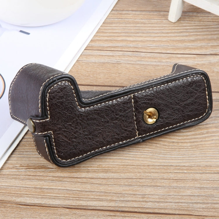 For Canon EOS 200D II / 200D Buffalo Texture PU Leather Camera Half Case Base(Dark Coffee) - Half Case by buy2fix | Online Shopping UK | buy2fix