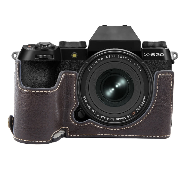 For FUJIFILM X-S20 Buffalo Texture PU Leather Camera Half Case Base(Dark Coffee) - Half Case by buy2fix | Online Shopping UK | buy2fix