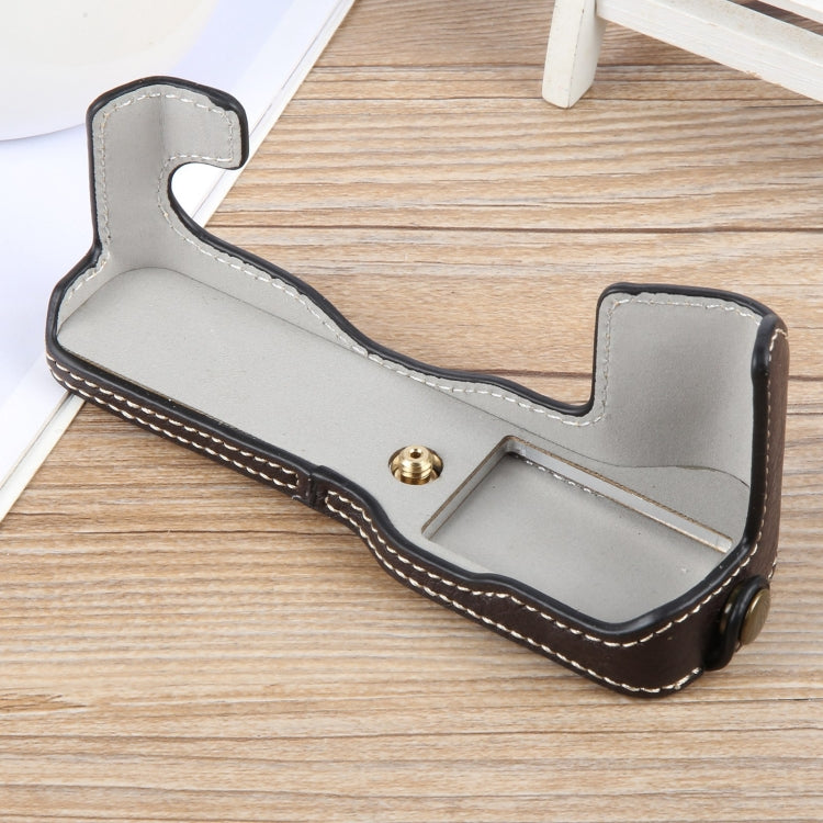 For FUJIFILM X-T1 Buffalo Texture PU Leather Camera Half Case Base(Dark Coffee) - Half Case by buy2fix | Online Shopping UK | buy2fix