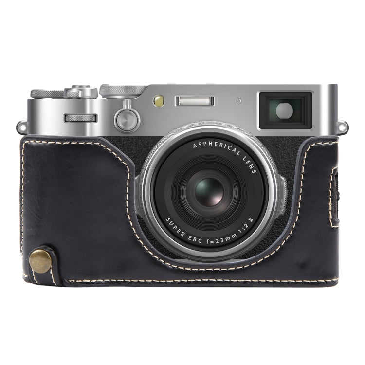 For FUJIFILM X100VI Glossy PU Leather Camera Half Case Base(Black) - Half Case by buy2fix | Online Shopping UK | buy2fix