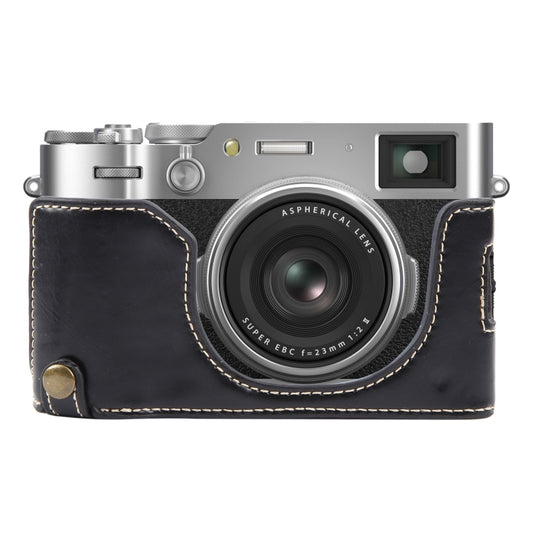 For FUJIFILM X100VI Glossy PU Leather Camera Half Case Base(Black) - Half Case by buy2fix | Online Shopping UK | buy2fix