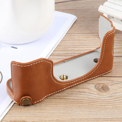 For FUJIFILM X100VI Glossy PU Leather Camera Half Case Base(Brown) - Half Case by buy2fix | Online Shopping UK | buy2fix
