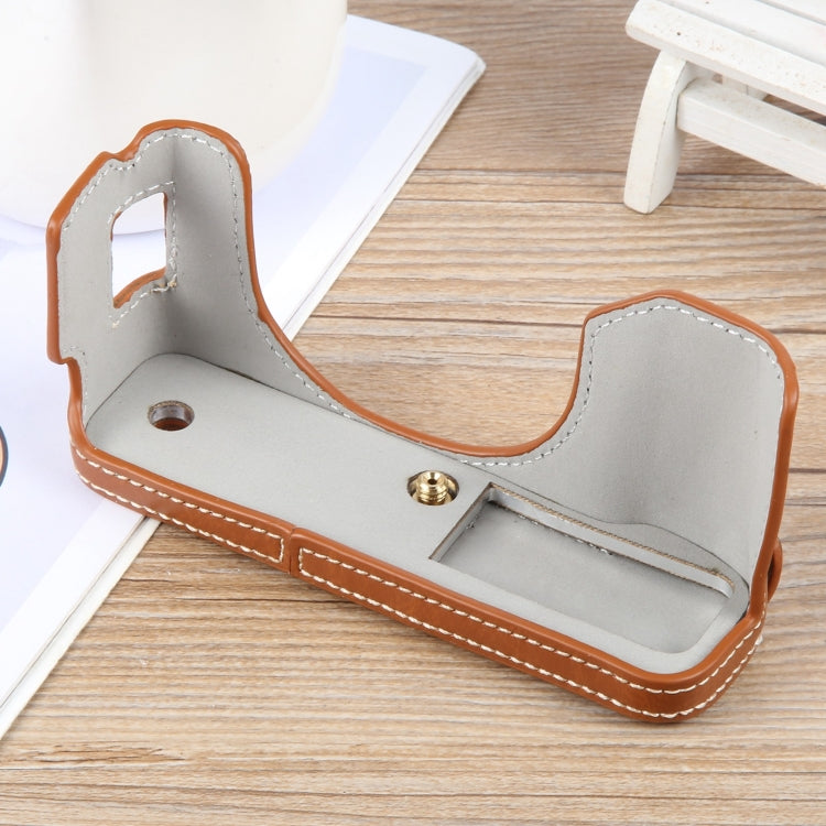 For FUJIFILM X100VI Glossy PU Leather Camera Half Case Base(Brown) - Half Case by buy2fix | Online Shopping UK | buy2fix