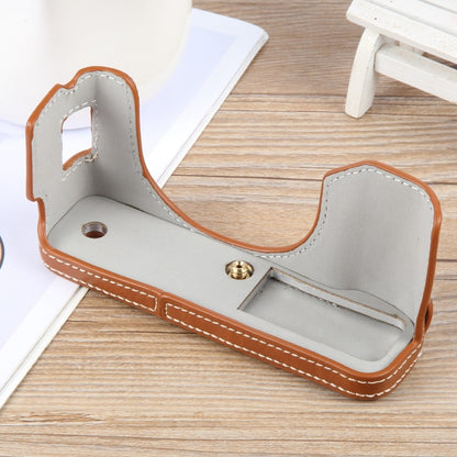 For FUJIFILM X100VI Glossy PU Leather Camera Half Case Base(Brown) - Half Case by buy2fix | Online Shopping UK | buy2fix