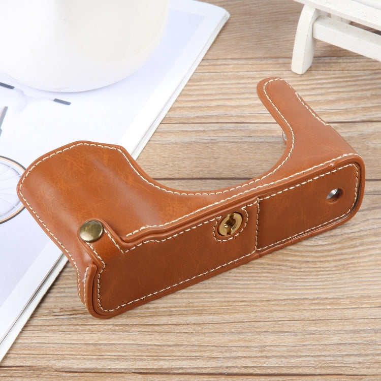 For FUJIFILM X100VI Glossy PU Leather Camera Half Case Base(Brown) - Half Case by buy2fix | Online Shopping UK | buy2fix