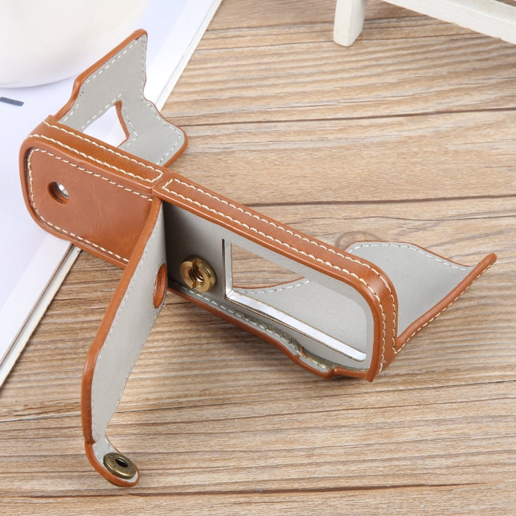 For FUJIFILM X100VI Glossy PU Leather Camera Half Case Base(Brown) - Half Case by buy2fix | Online Shopping UK | buy2fix