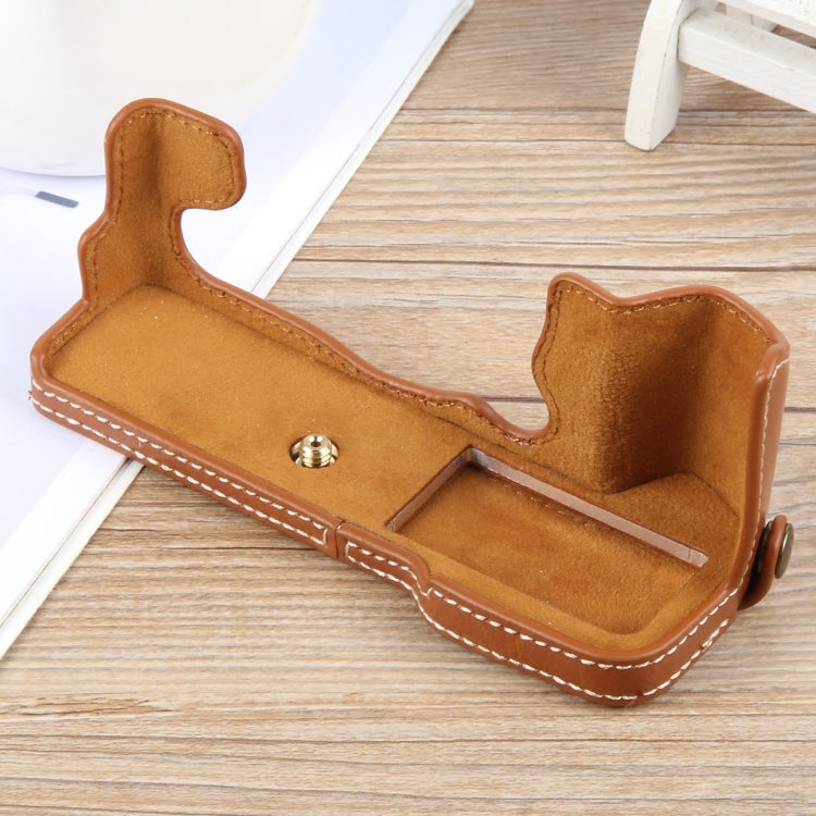 For FUJIFILM X-T5 Glossy PU Leather Camera Half Case Base(Brown) - Half Case by buy2fix | Online Shopping UK | buy2fix
