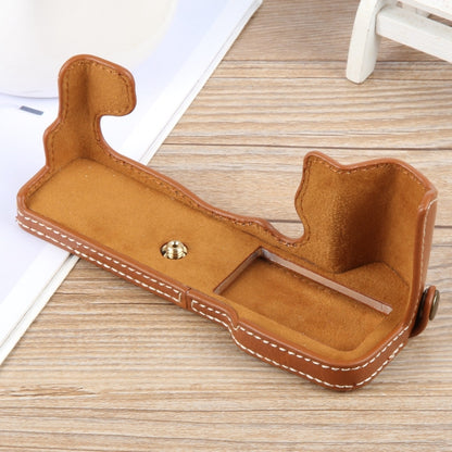 For FUJIFILM X-T5 Glossy PU Leather Camera Half Case Base(Brown) - Half Case by buy2fix | Online Shopping UK | buy2fix