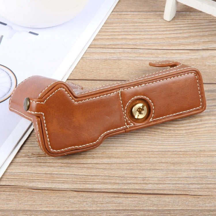 For FUJIFILM X-T5 Glossy PU Leather Camera Half Case Base(Brown) - Half Case by buy2fix | Online Shopping UK | buy2fix