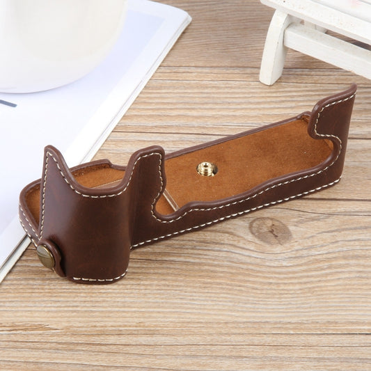 For FUJIFILM X-T5 Glossy PU Leather Camera Half Case Base(Coffee) - Half Case by buy2fix | Online Shopping UK | buy2fix