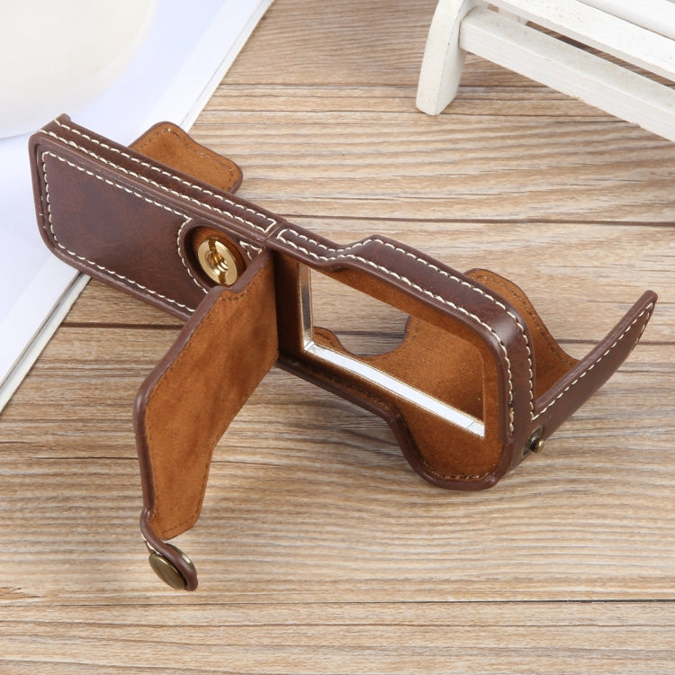 For FUJIFILM X-T5 Glossy PU Leather Camera Half Case Base(Coffee) - Half Case by buy2fix | Online Shopping UK | buy2fix