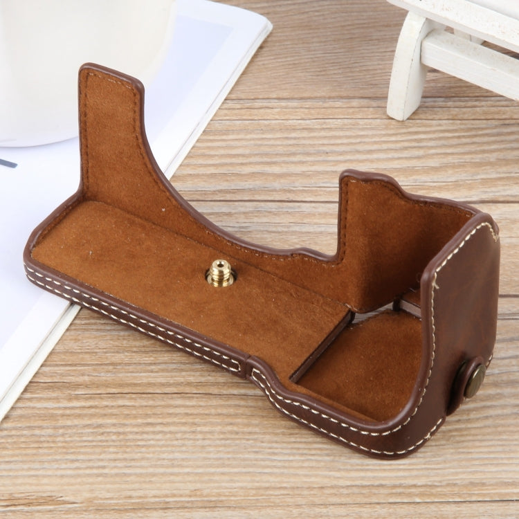 For Sony ILCE-7CM2 / Alpha 7C II Glossy PU Leather Camera Half Case Base(Coffee) - Half Case by buy2fix | Online Shopping UK | buy2fix