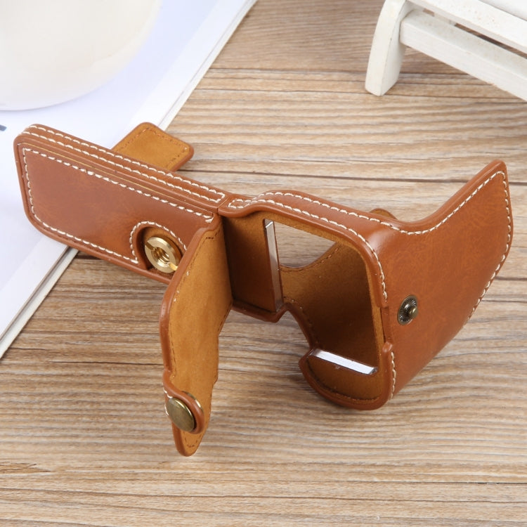 For Sony ILCE-7CM2 / Alpha 7C II Glossy PU Leather Camera Half Case Base(Brown) - Half Case by buy2fix | Online Shopping UK | buy2fix