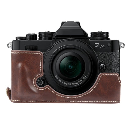 For Nikon ZFC Glossy PU Leather Camera Half Case Base(Coffee) - Half Case by buy2fix | Online Shopping UK | buy2fix