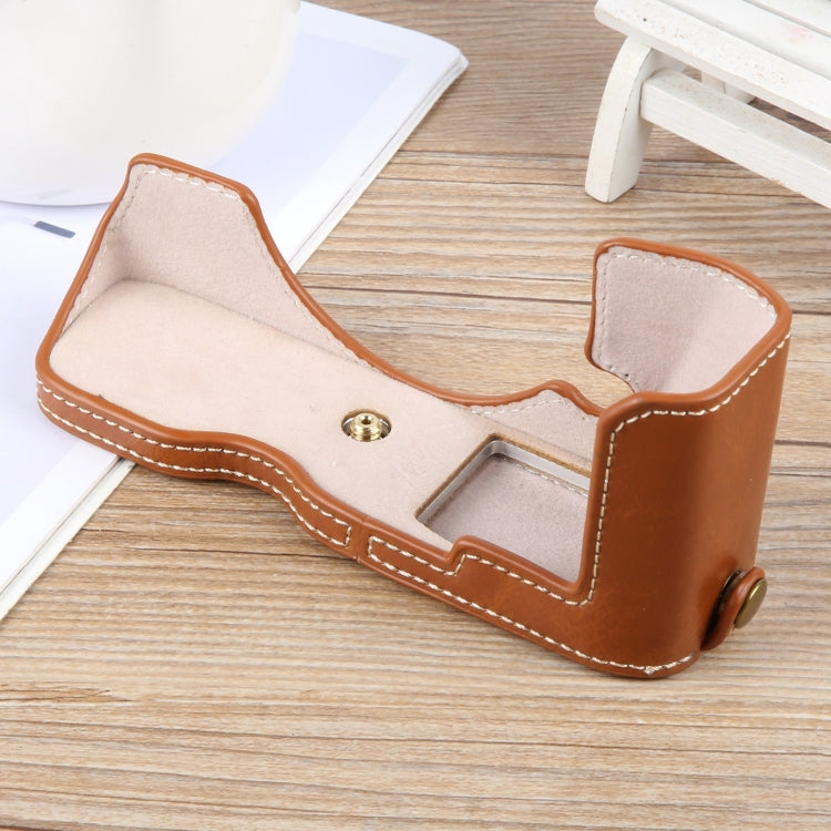 For Nikon ZFC Glossy PU Leather Camera Half Case Base(Brown) - Half Case by buy2fix | Online Shopping UK | buy2fix